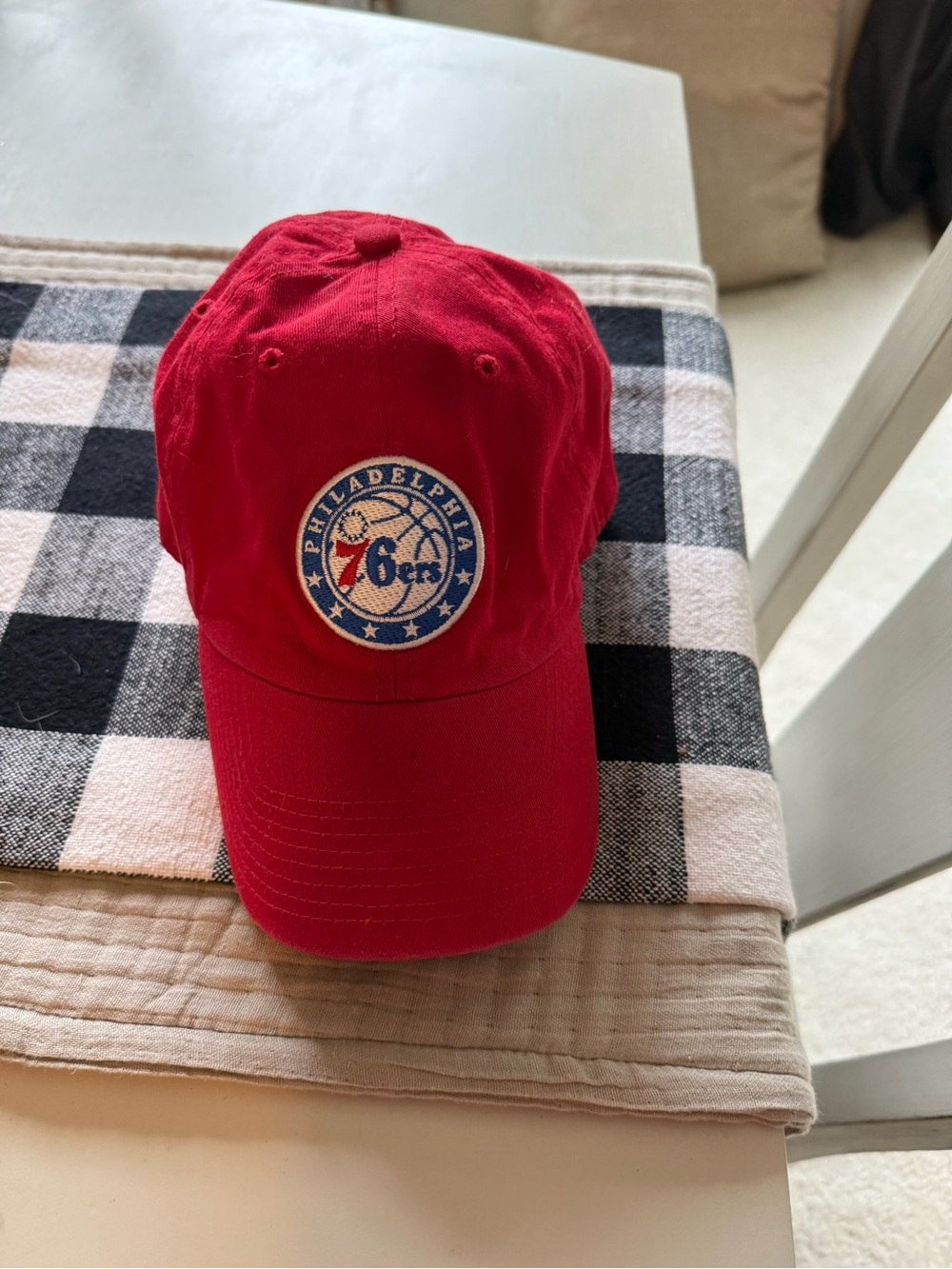 Philadelphia 76ers Red Baseball Cap with Small White Logo